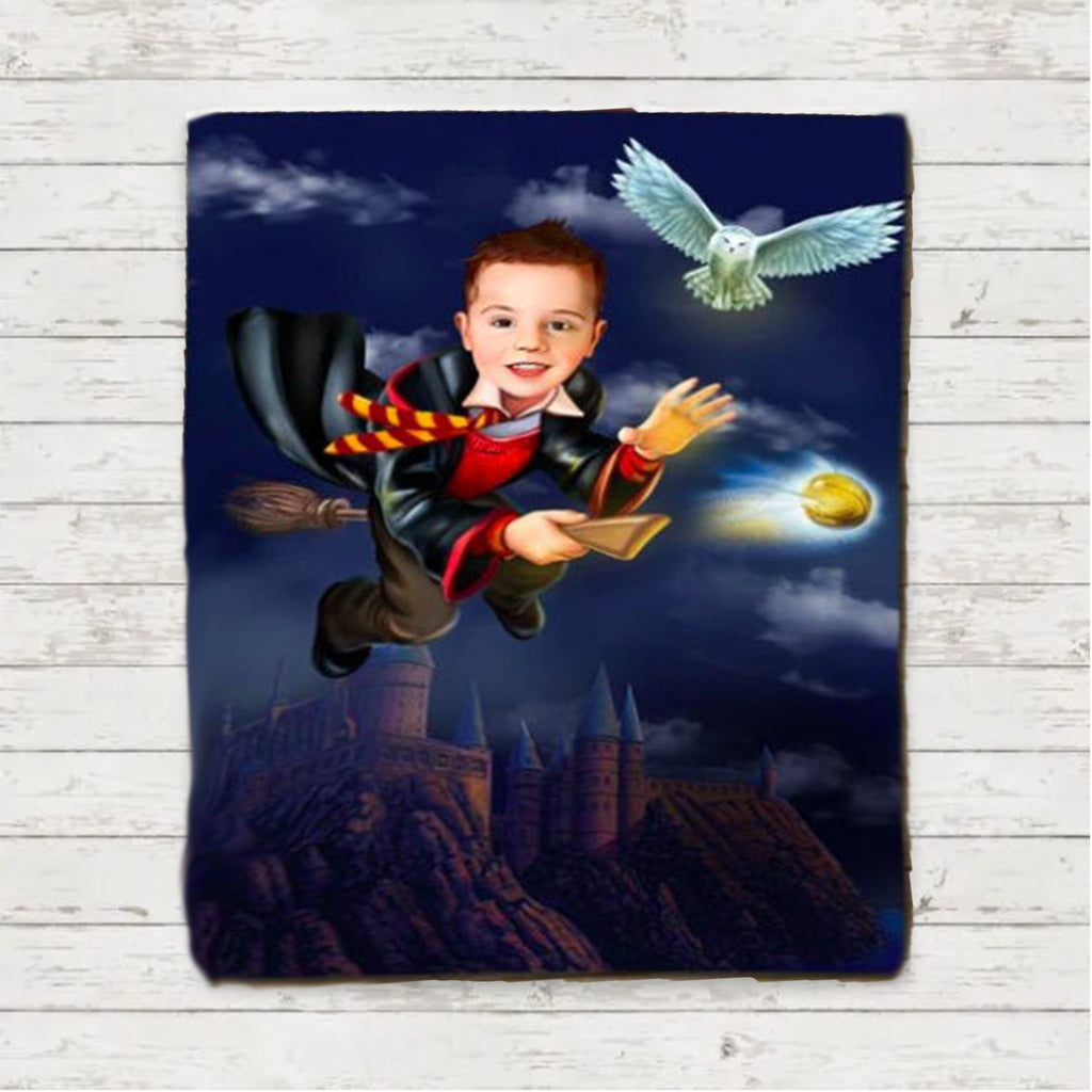 Personalized Hand-Drawing Kid's Portrait Fleece Blanket VIII