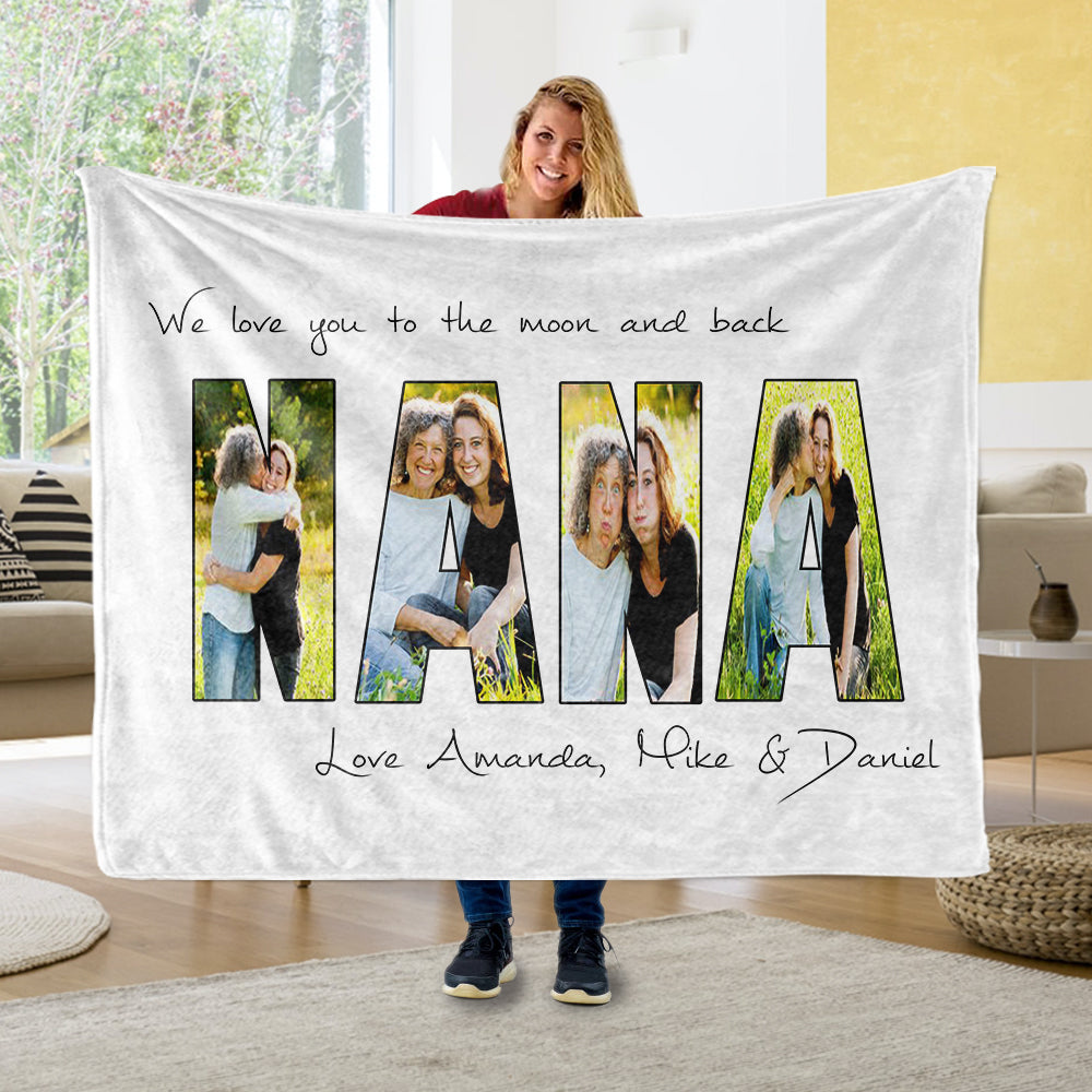 Personalized Nana Photo Collage Fleece Blanket