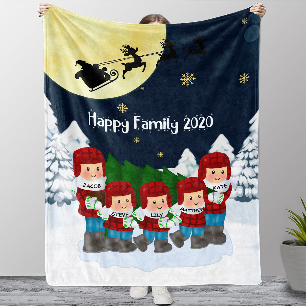 Personalized Christmas Family Member Fleece Blanket