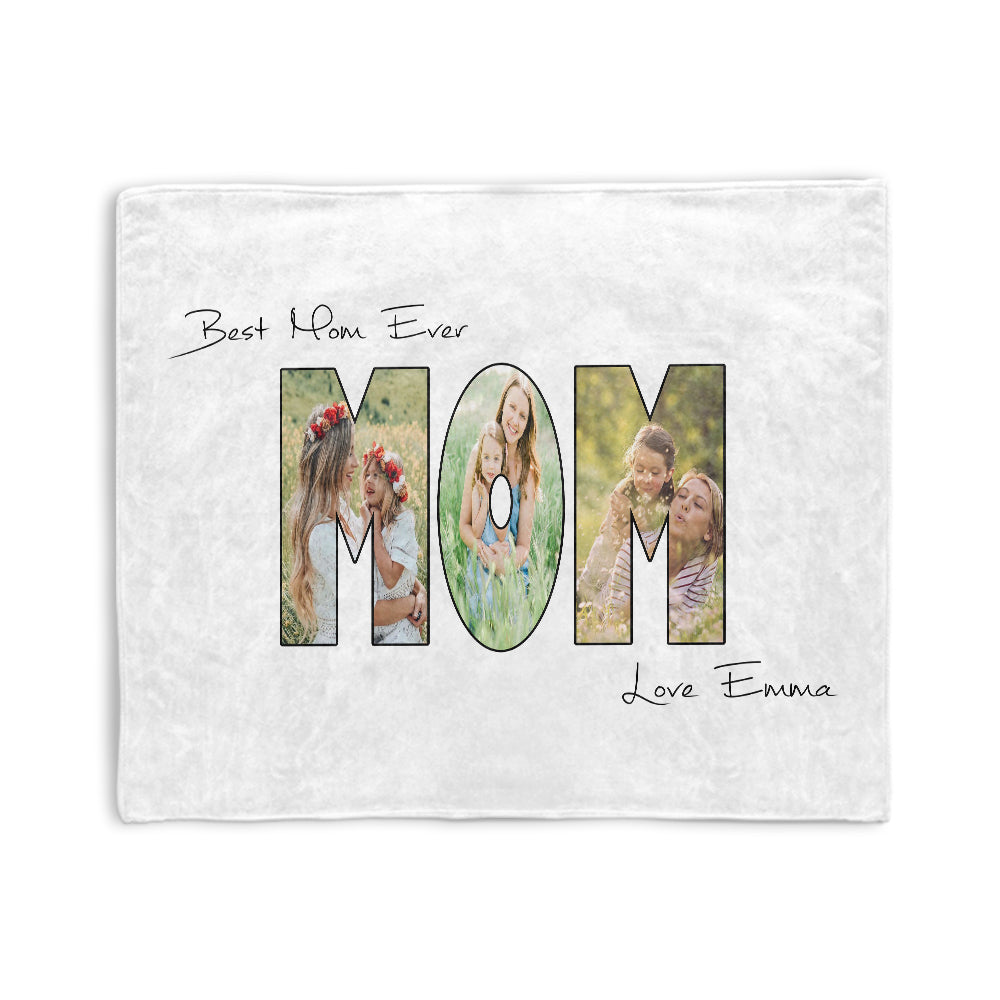 Personalized Mom Photo Collage Fleece Blanket