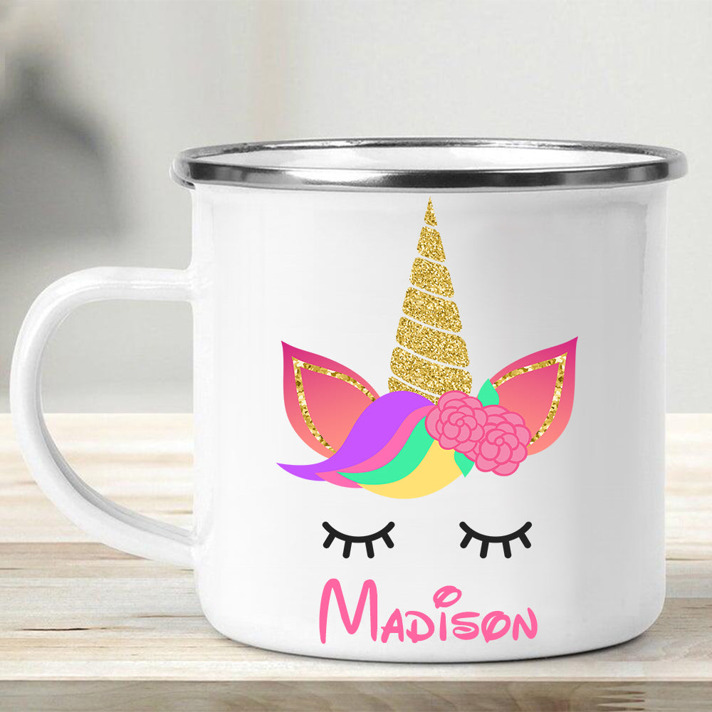 Custom Name Unicorn Enamel Campfire Mug Ⅷ
