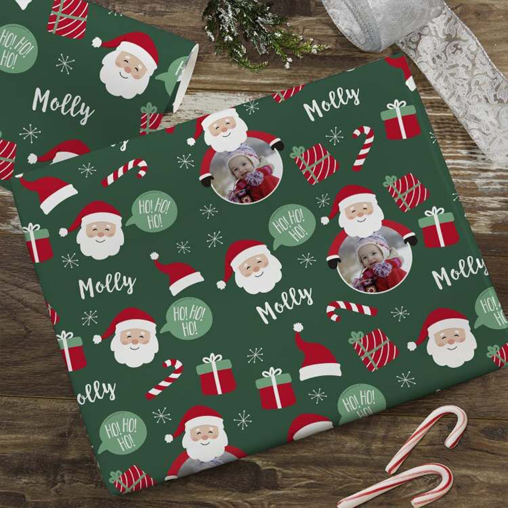 New Christmas Santa Personalized Photo Wrapping Paper Roll