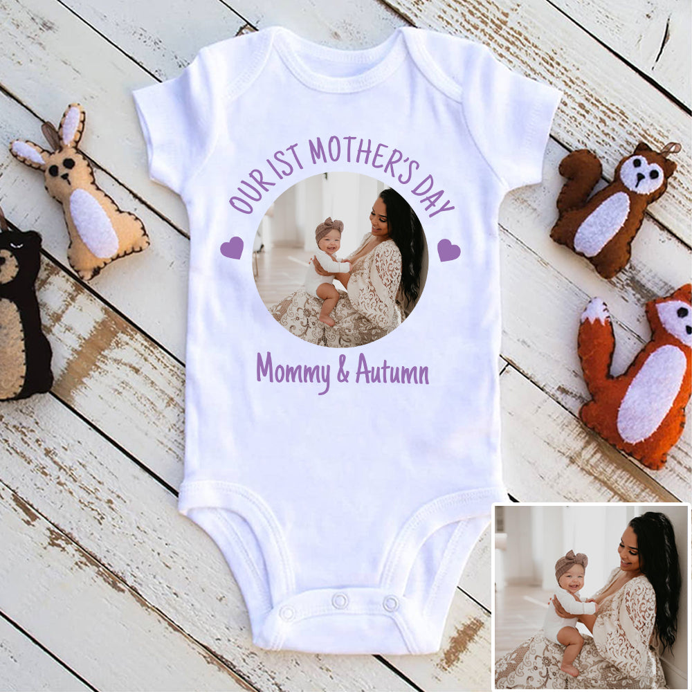 Baby Photo Bodysuit, Custom Baby Onesie, Funny Baby Onesie, Baby Boy Onesie, Baby Girl Onesie, Mother's Day Bodysuit