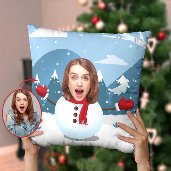 Custom Christmas Pillow, Custom Snowman Face Pillow, Best Christmas Gift.
