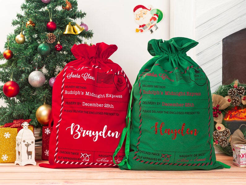 Custom Santa Sack, North Pole Express Santa Delivery Sack, Christmas gift bag,Christmas gift bag for kids, Santa Sack for gift