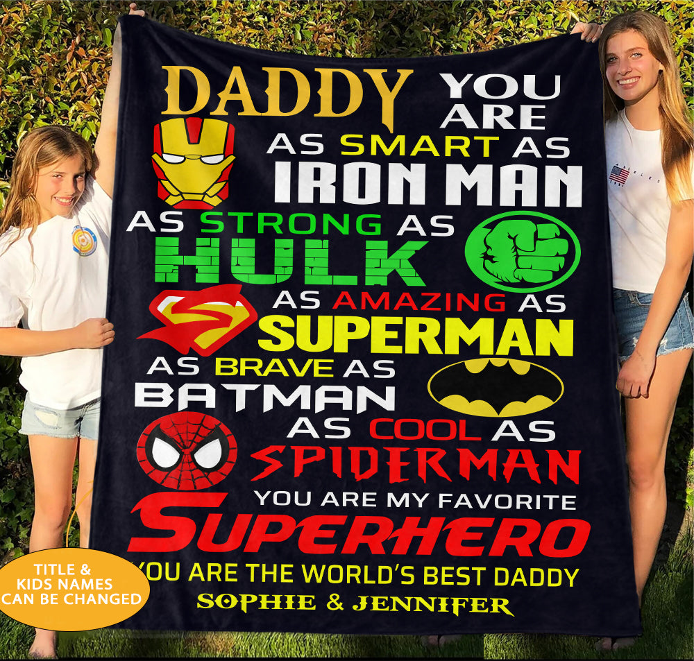 Custom Fleece Blankets with Nickname & Kids' Names II - Christmas Gift for Dad Uncle & Grandpa