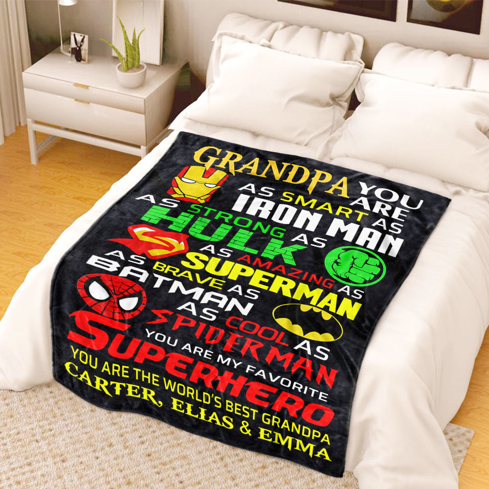 Custom Fleece Blankets with Nickname & Kids' Names II - Christmas Gift for Dad Uncle & Grandpa
