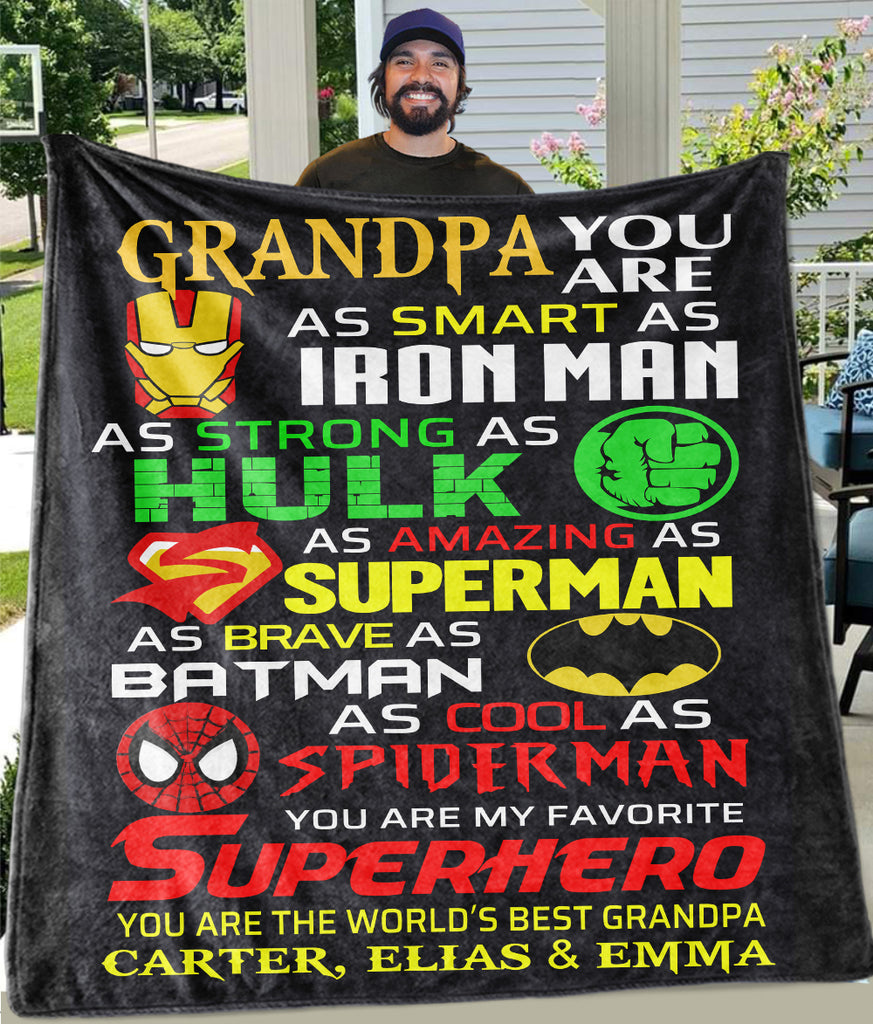 Custom Fleece Blankets with Nickname & Kids' Names II - Christmas Gift for Dad Uncle & Grandpa