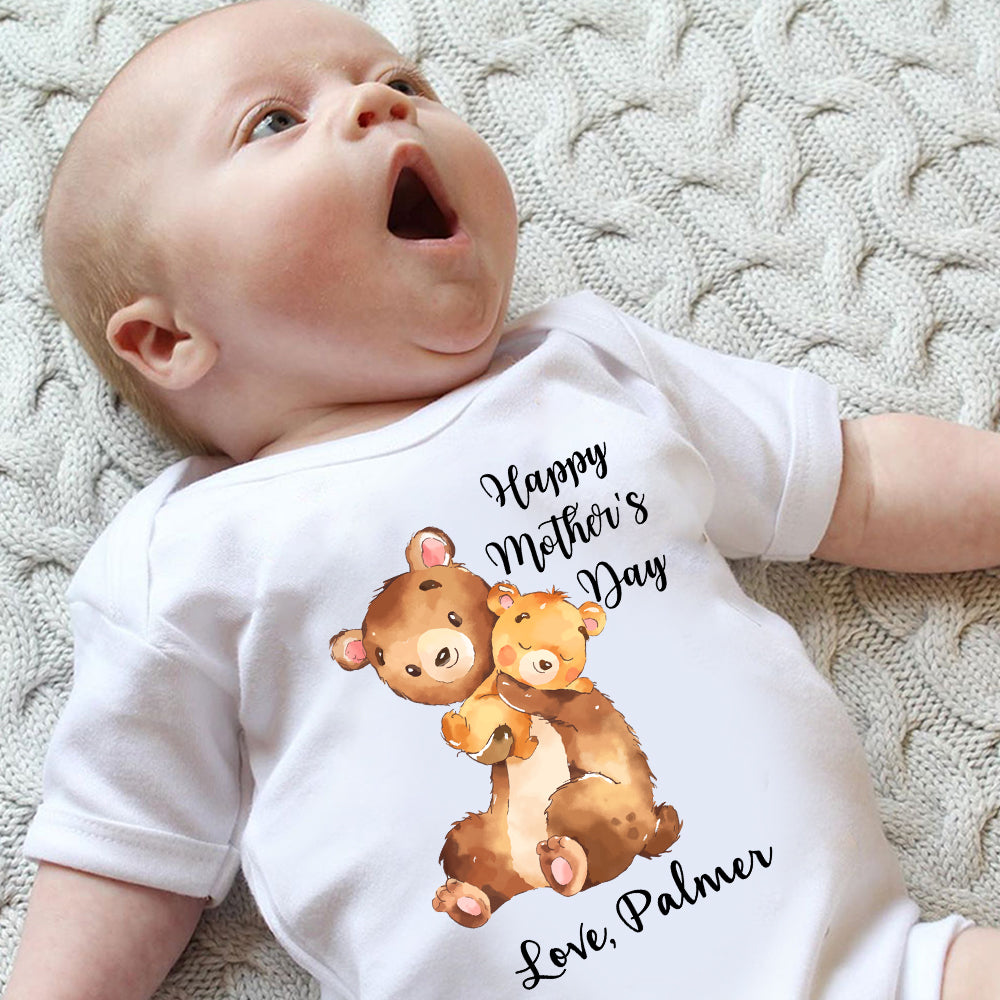 Custom Two Bears Mother's Day Baby Onesie