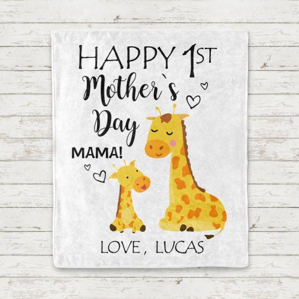 Custom Giraffe Mother's Day Baby Onesies and Matching Mom Shirts
