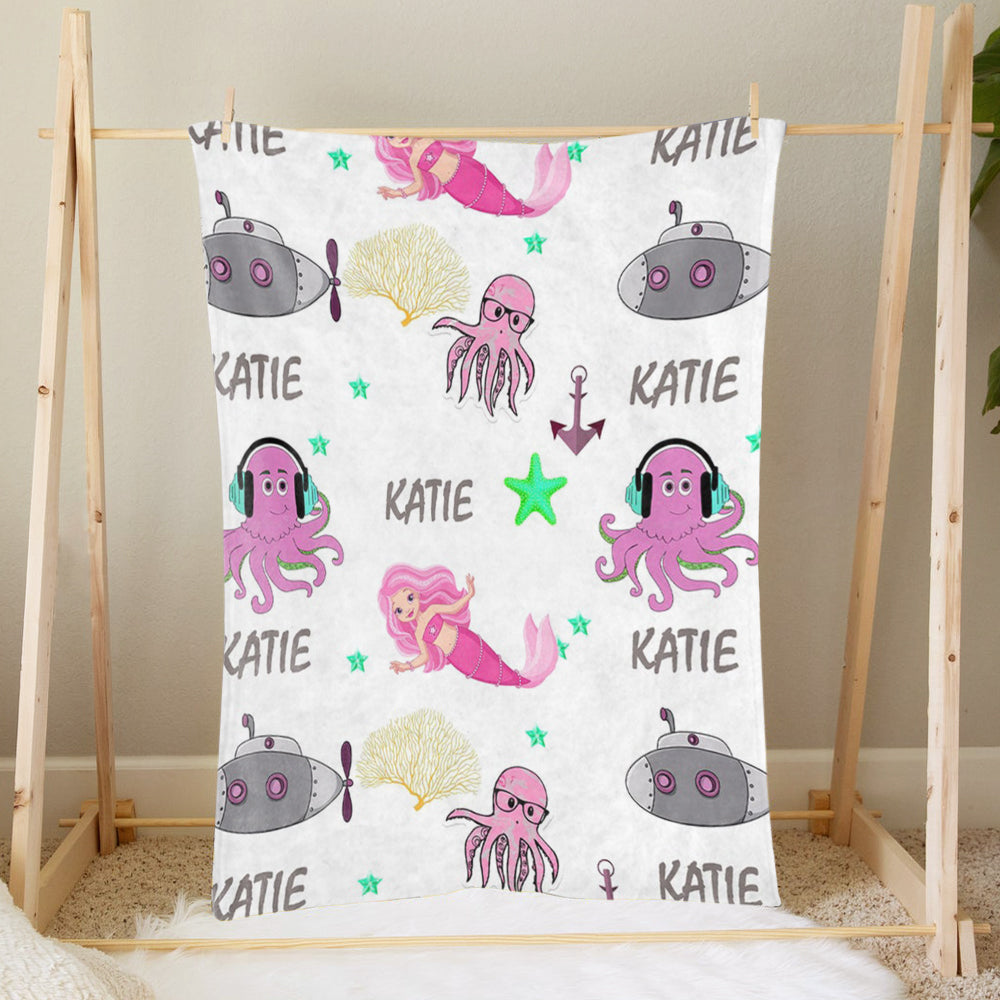 Custom Name  Baby Boy Blanket