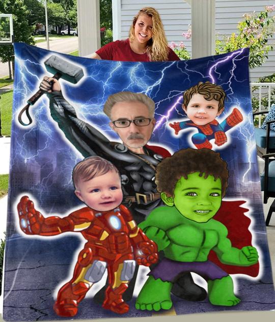 Personalized Hand-Drawing Photo Portrait Fleece Blanket