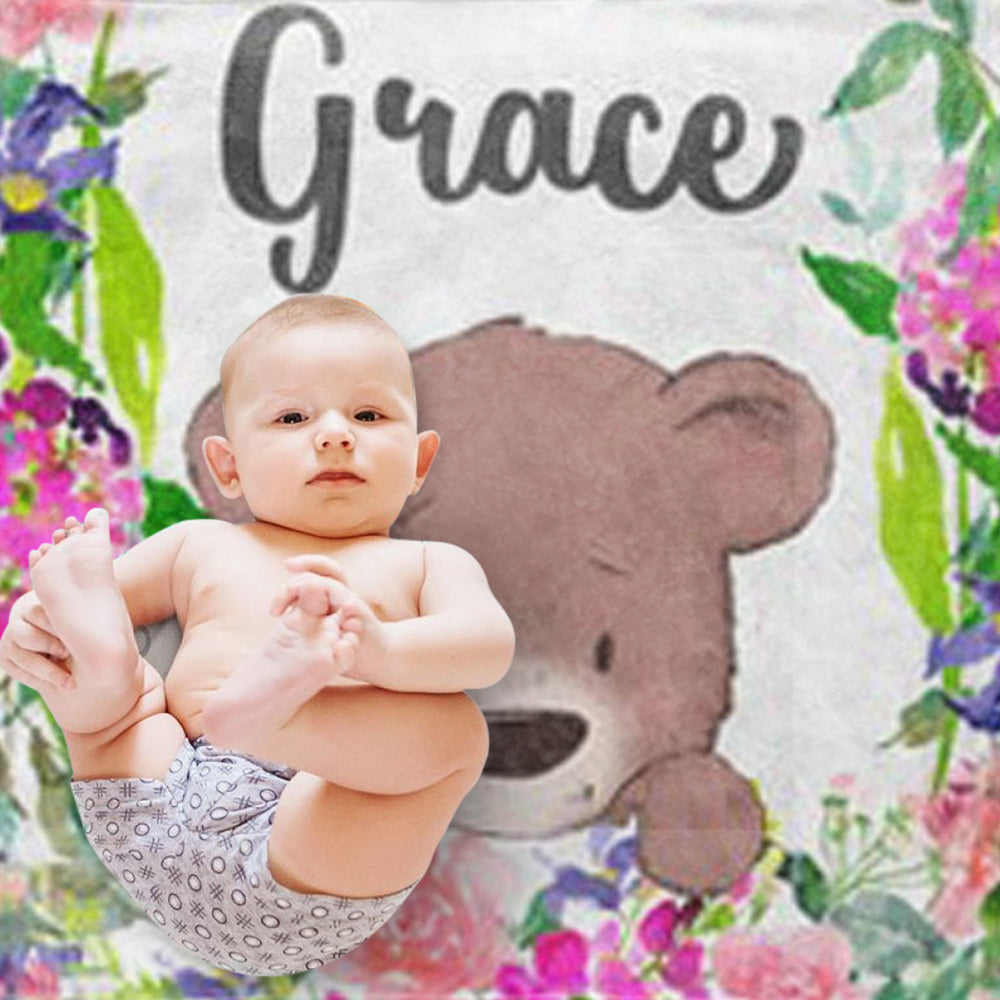 Custom Nane Bear Baby  Blanket
