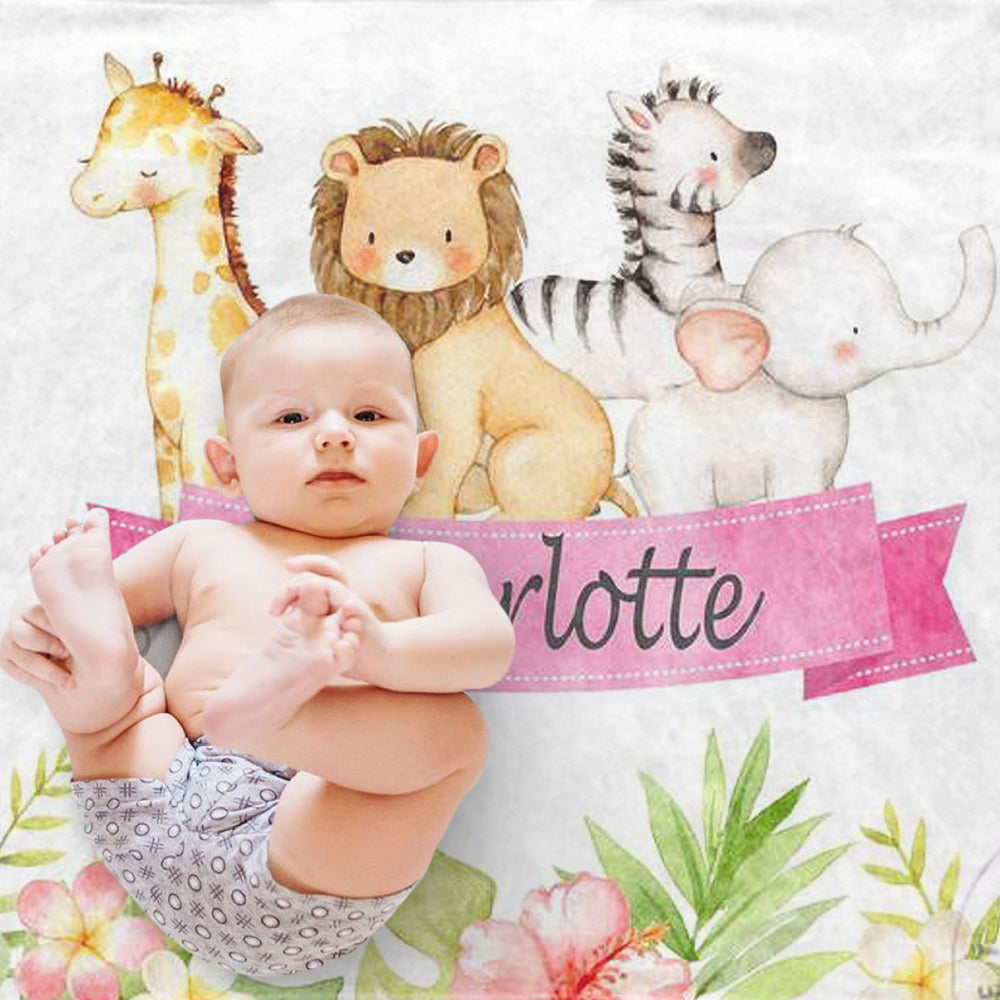 Custom Animal Boy and Girl Name Blanket