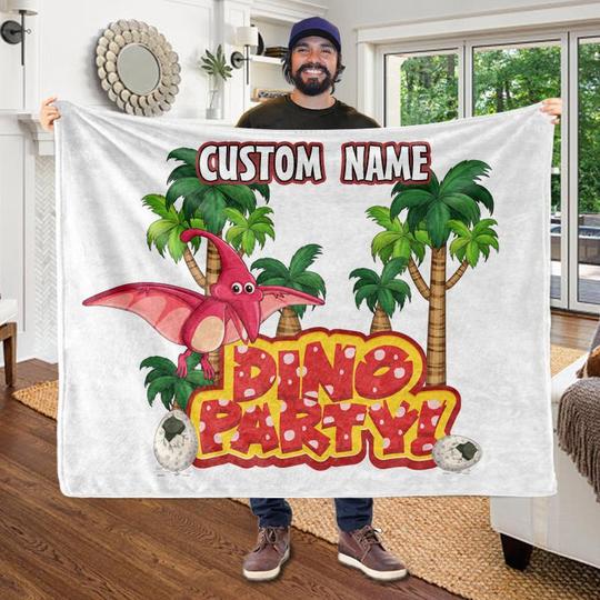 Custom KID'S Name Dinosaur Blankets -Made In USA