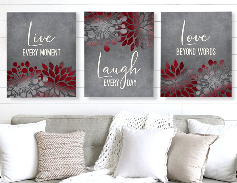 Live Laugh Love Sign Canvas Wall Art Set II