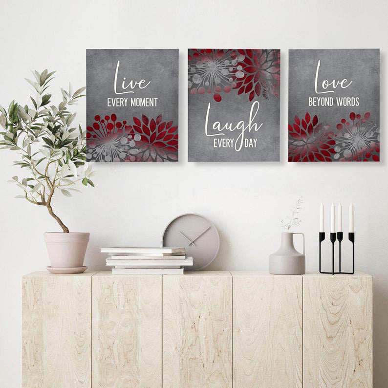 Live Laugh Love Sign Canvas Wall Art Set II