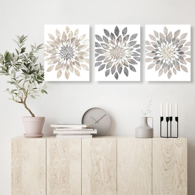 Modern Flower Bursts Wall Art Set