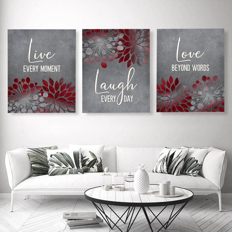 Live Laugh Love Sign Canvas Wall Art Set II