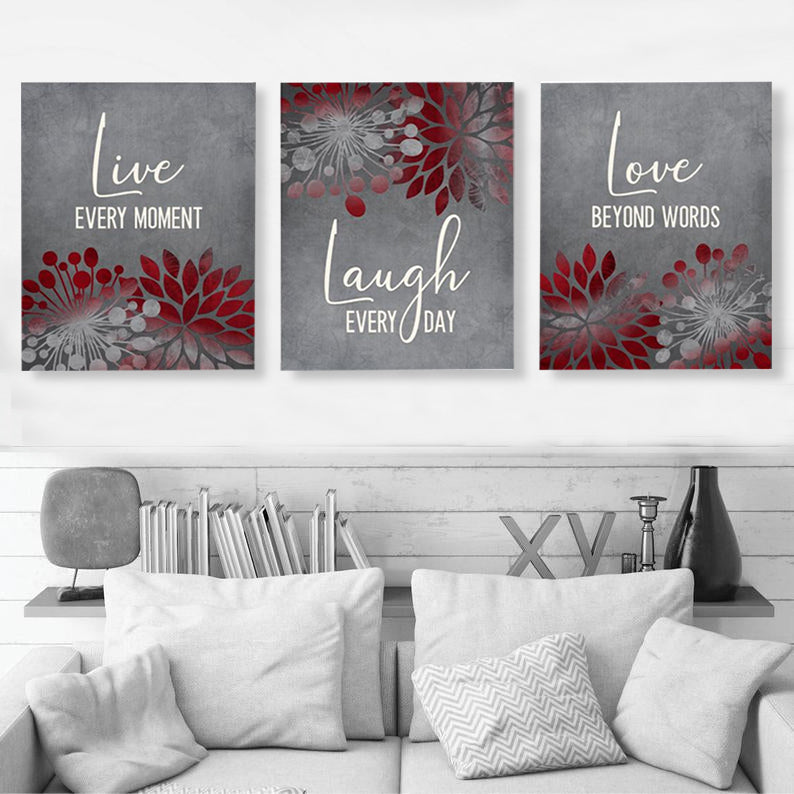 Live Laugh Love Sign Canvas Wall Art Set II