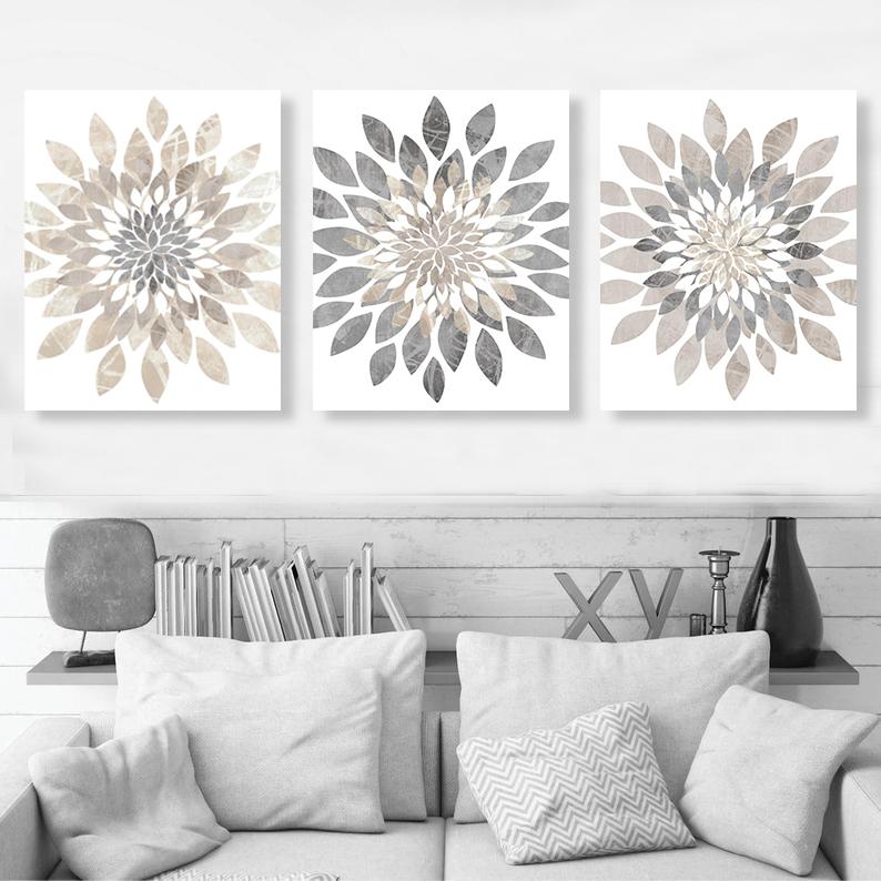 Modern Flower Bursts Wall Art Set
