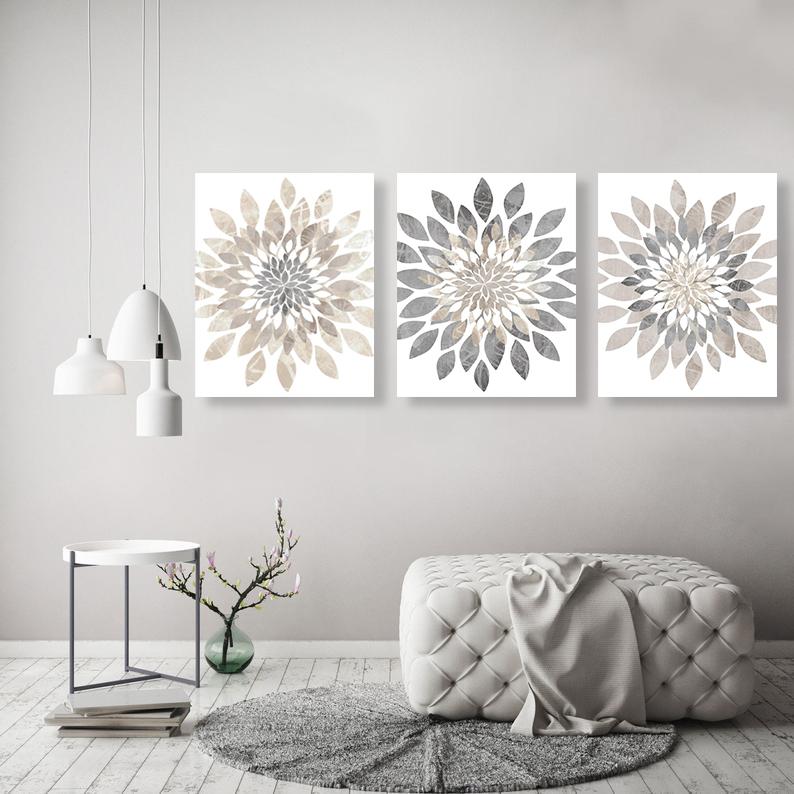 Modern Flower Bursts Wall Art Set