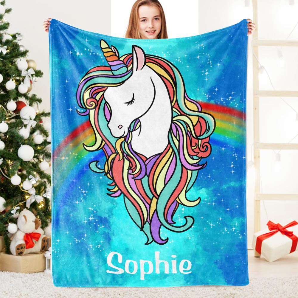 Custom Magical Unicorn Cozy Plush Fleece Blanket