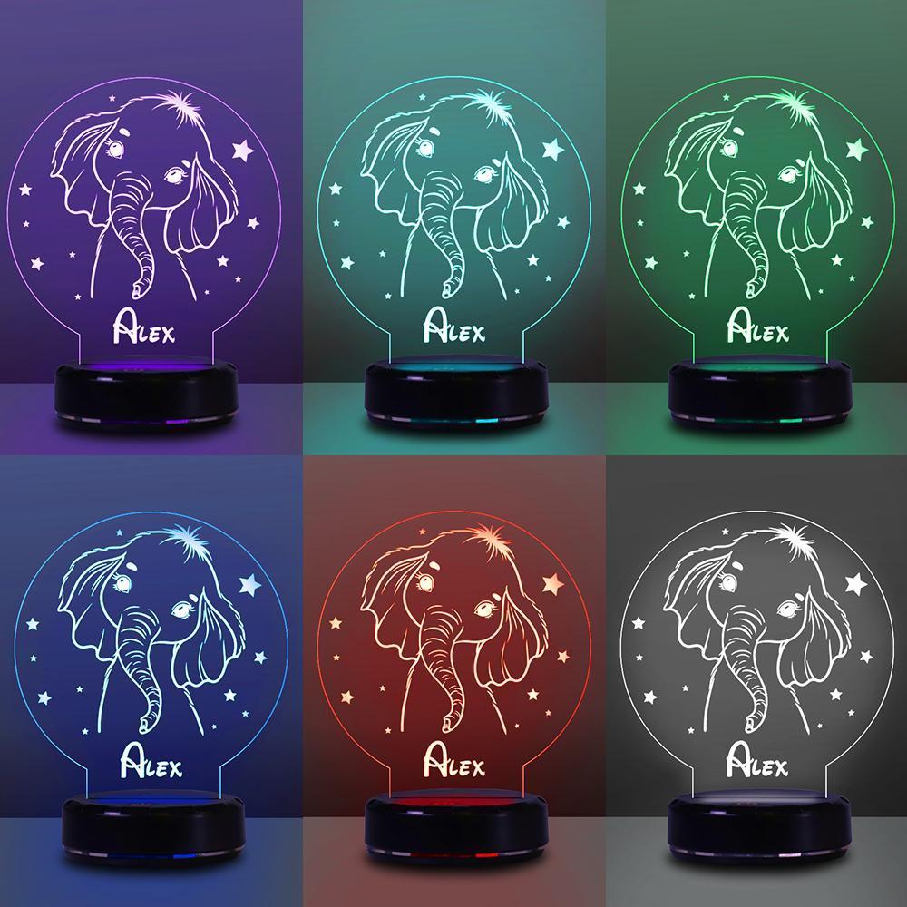 Personalized Name Night Lights for Kids Cartoon Elephant 07