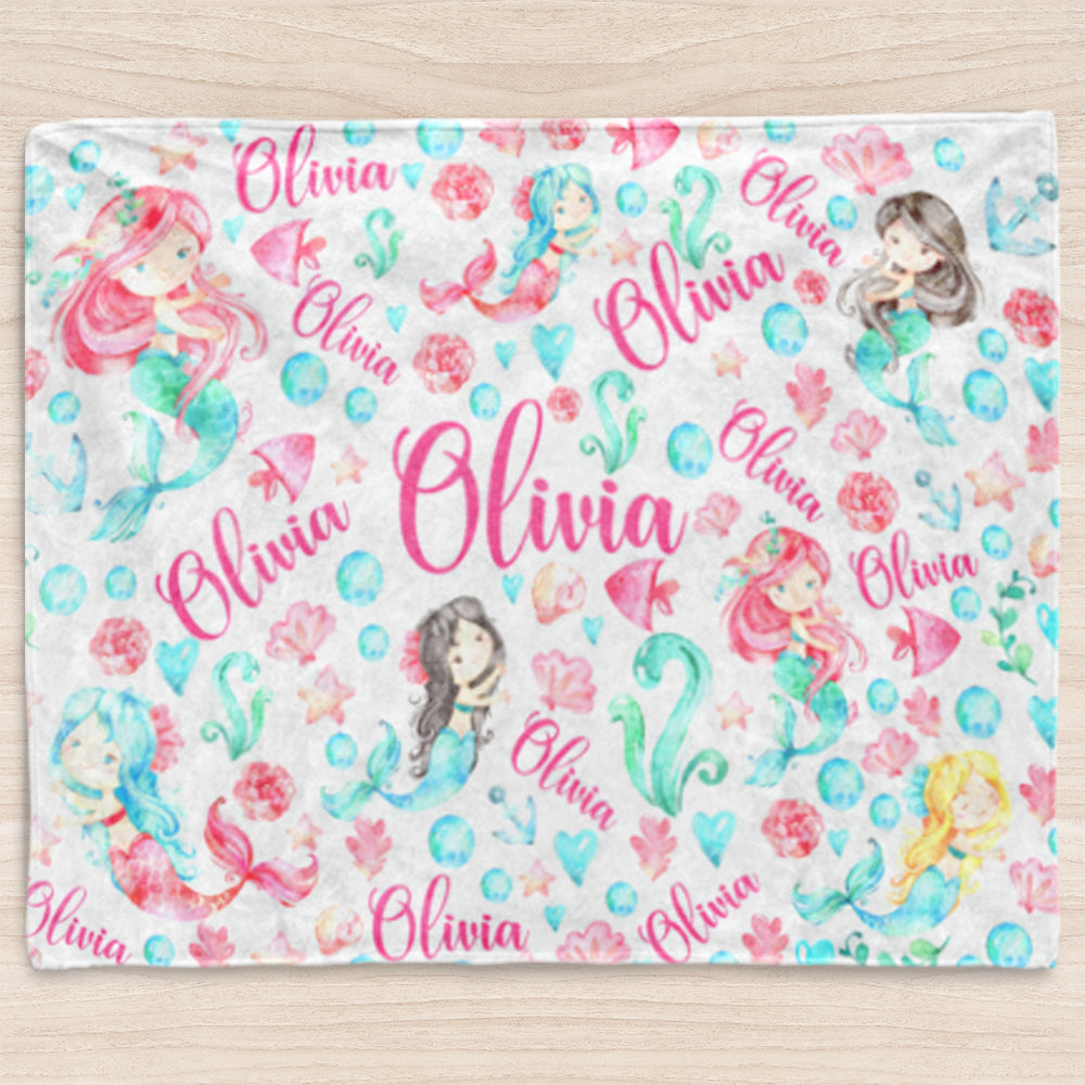 Custom Name Baby Girl Blanket