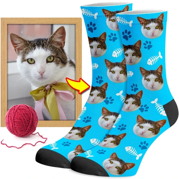 New Custom Christmas Socks With Your Pet's Face