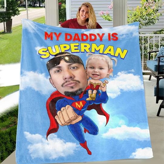 Custom Superhero Portrait Blanket with Photos