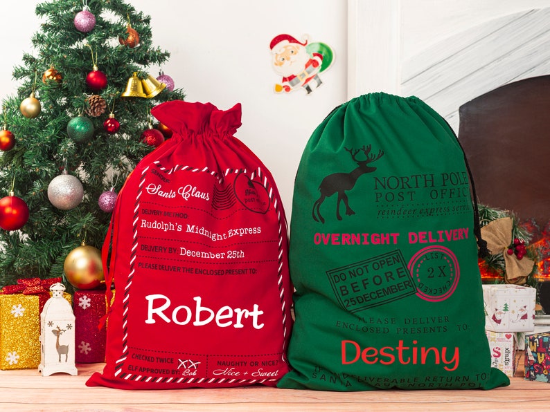Custom Santa Sack, North Pole Express Santa Delivery Sack, Christmas gift bag,Christmas gift bag for kids, Santa Sack for gift