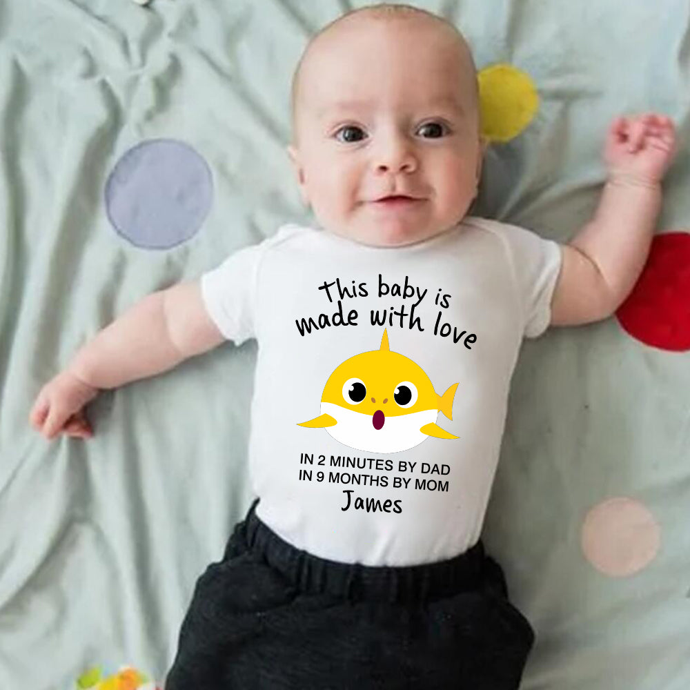 Custom Baby Onesie, Funny Baby Onesie, Baby Boy Onesie, Baby Girl Onesie, Yellow Shark Bodysuit