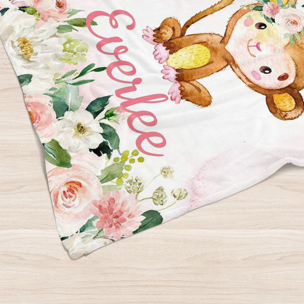 Custom Animal Flower Girl  and Boy Name Blanket