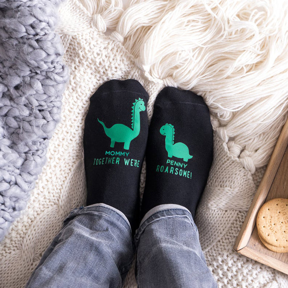 Personalized Mummy and Me Dinosaur Women’s Socks I