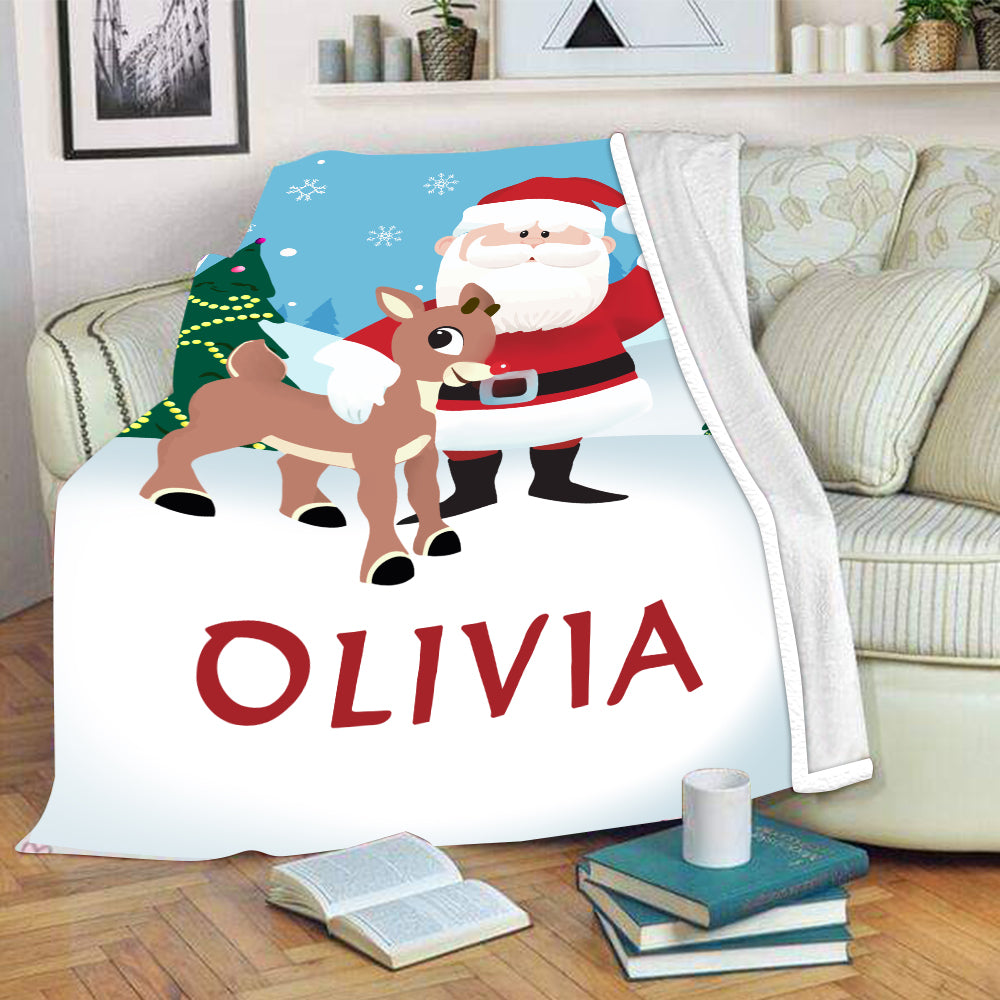 Custom CHRISTMAS SNOWMAN BLANKET with Nickname & Kids Names