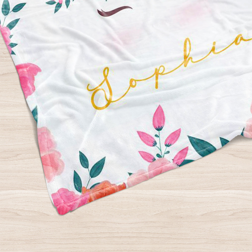 Custom Name Unicorn Baby Girl Blanket