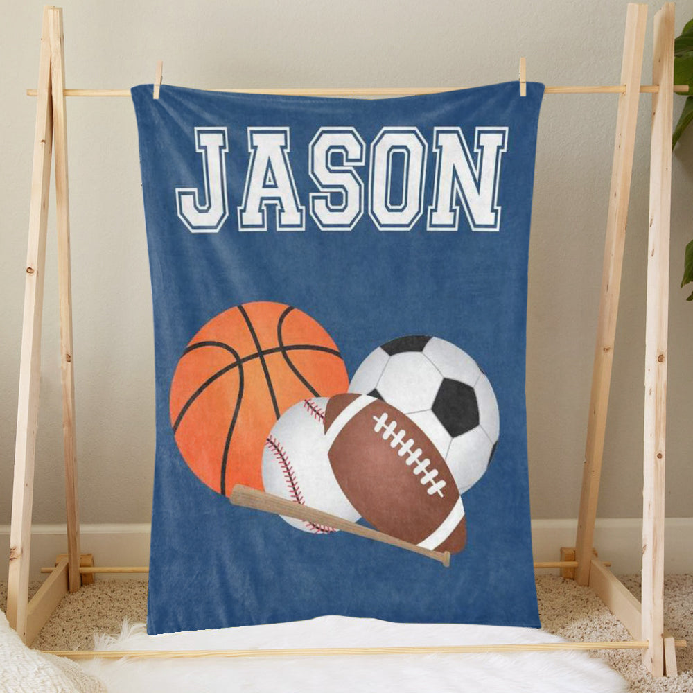 Custom Name Sport Baby Boy Blanket