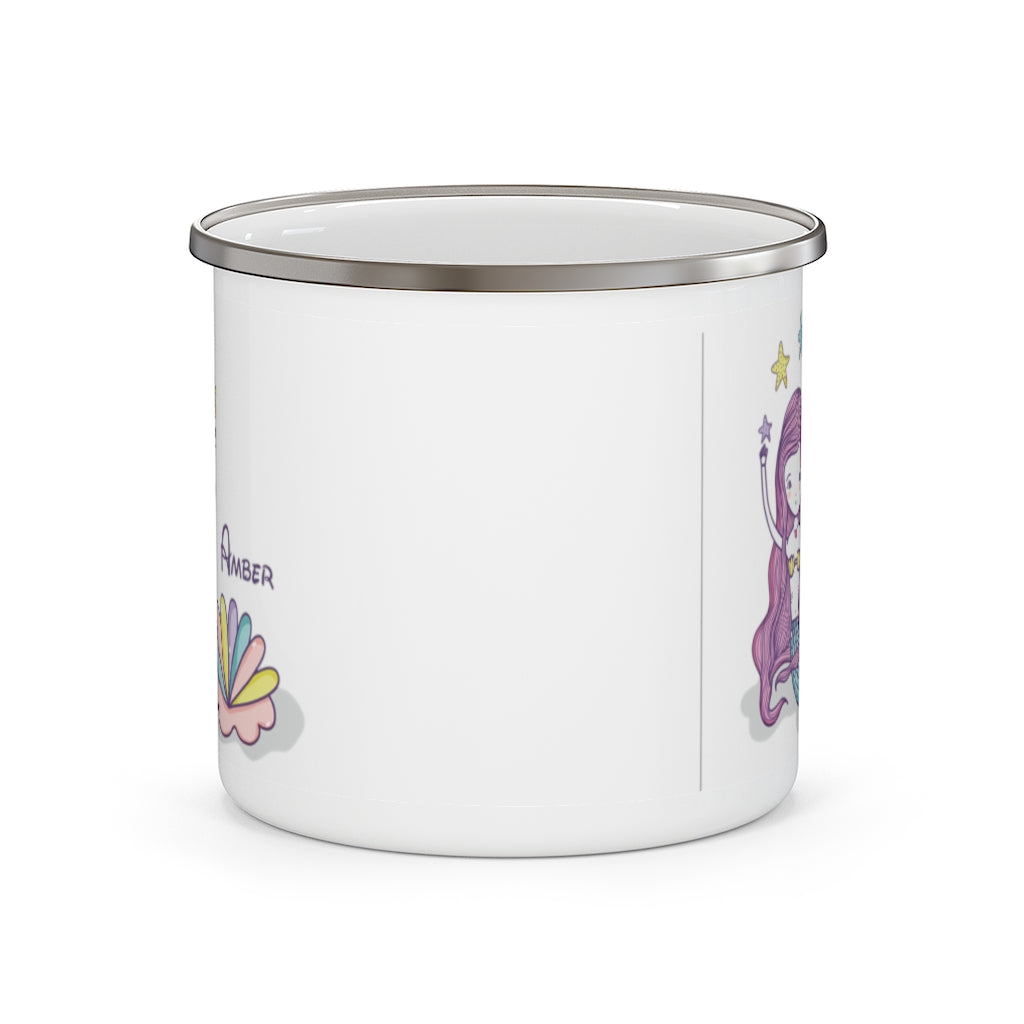 Custom Name Mermaid Enamel Campfire Mug I