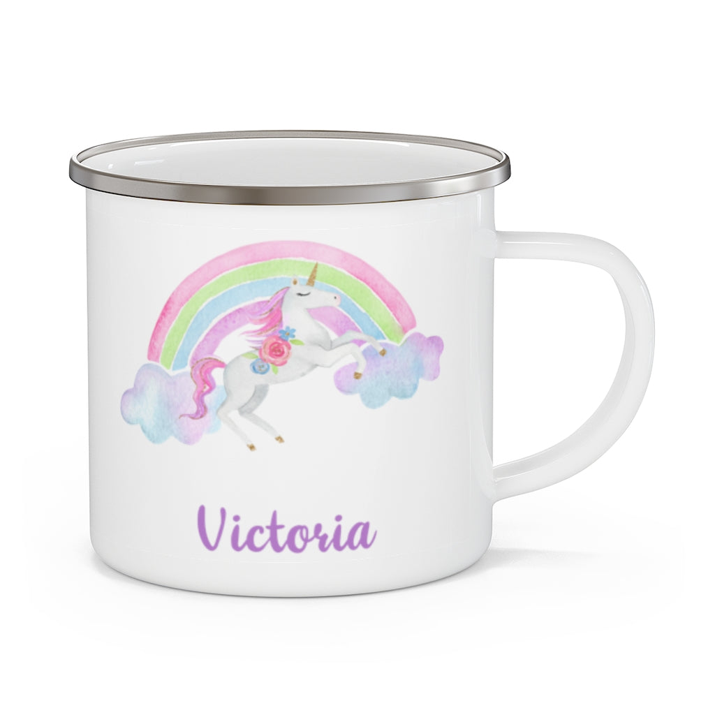 Custom Name Unicorn Enamel Campfire Mug III