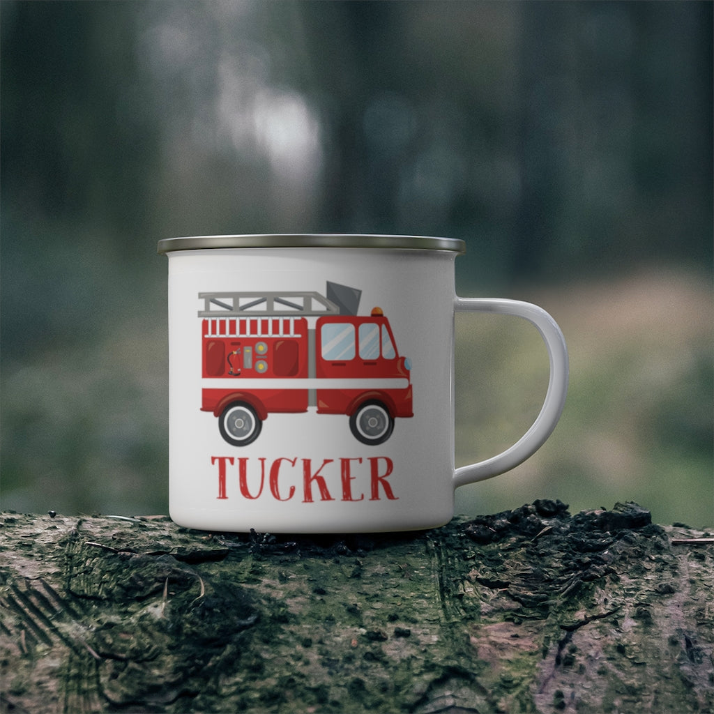 Custom Name Firefighter Children's Enamel Campfire Mug II