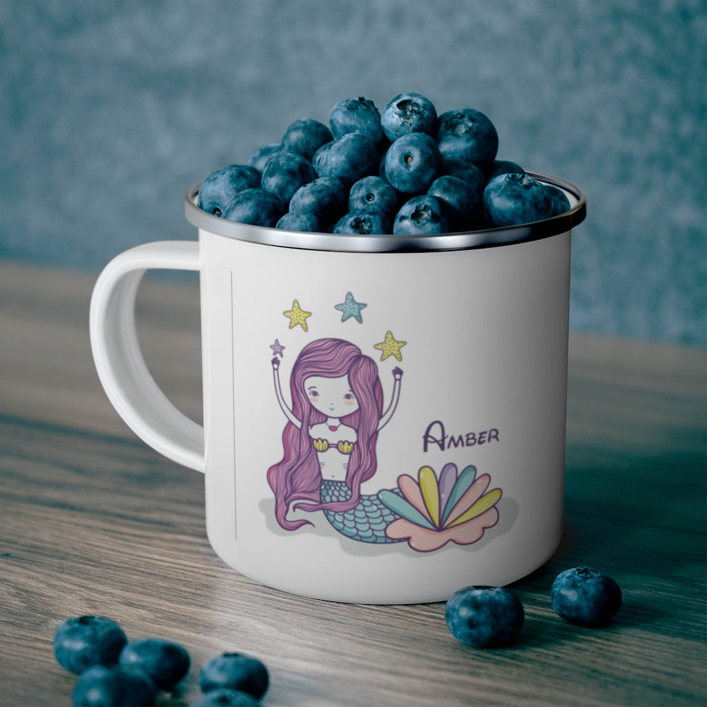 Custom Name Mermaid Enamel Campfire Mug I