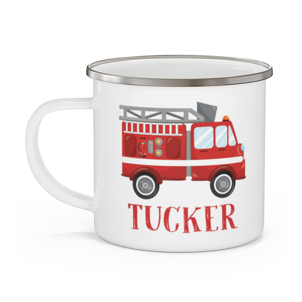 Custom Name Firefighter Children's Enamel Campfire Mug II