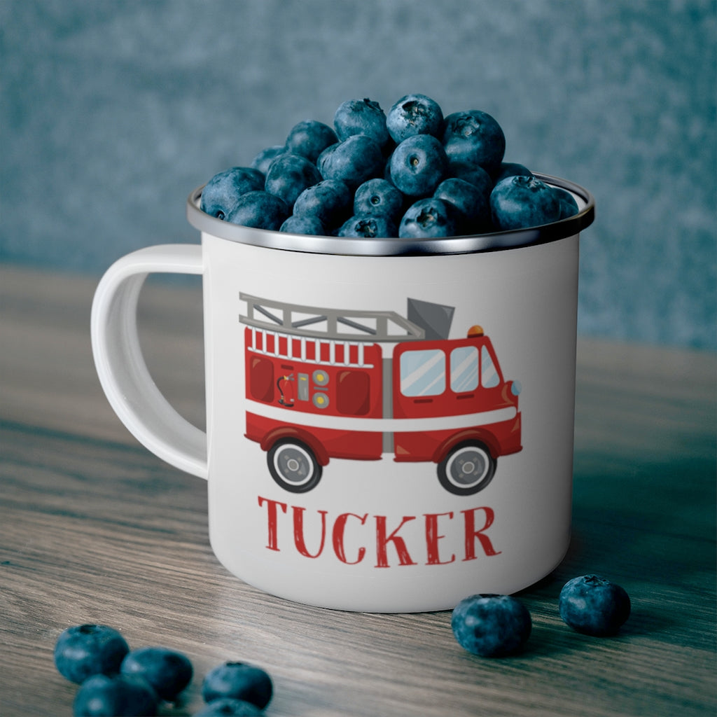 Custom Name Firefighter Children's Enamel Campfire Mug II