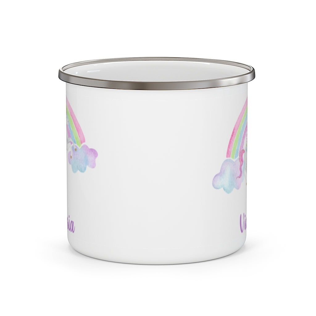 Custom Name Unicorn Enamel Campfire Mug III