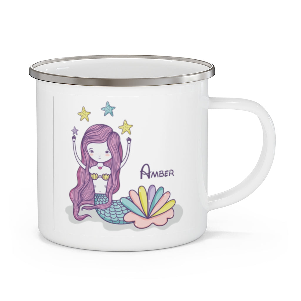 Custom Name Mermaid Enamel Campfire Mug I