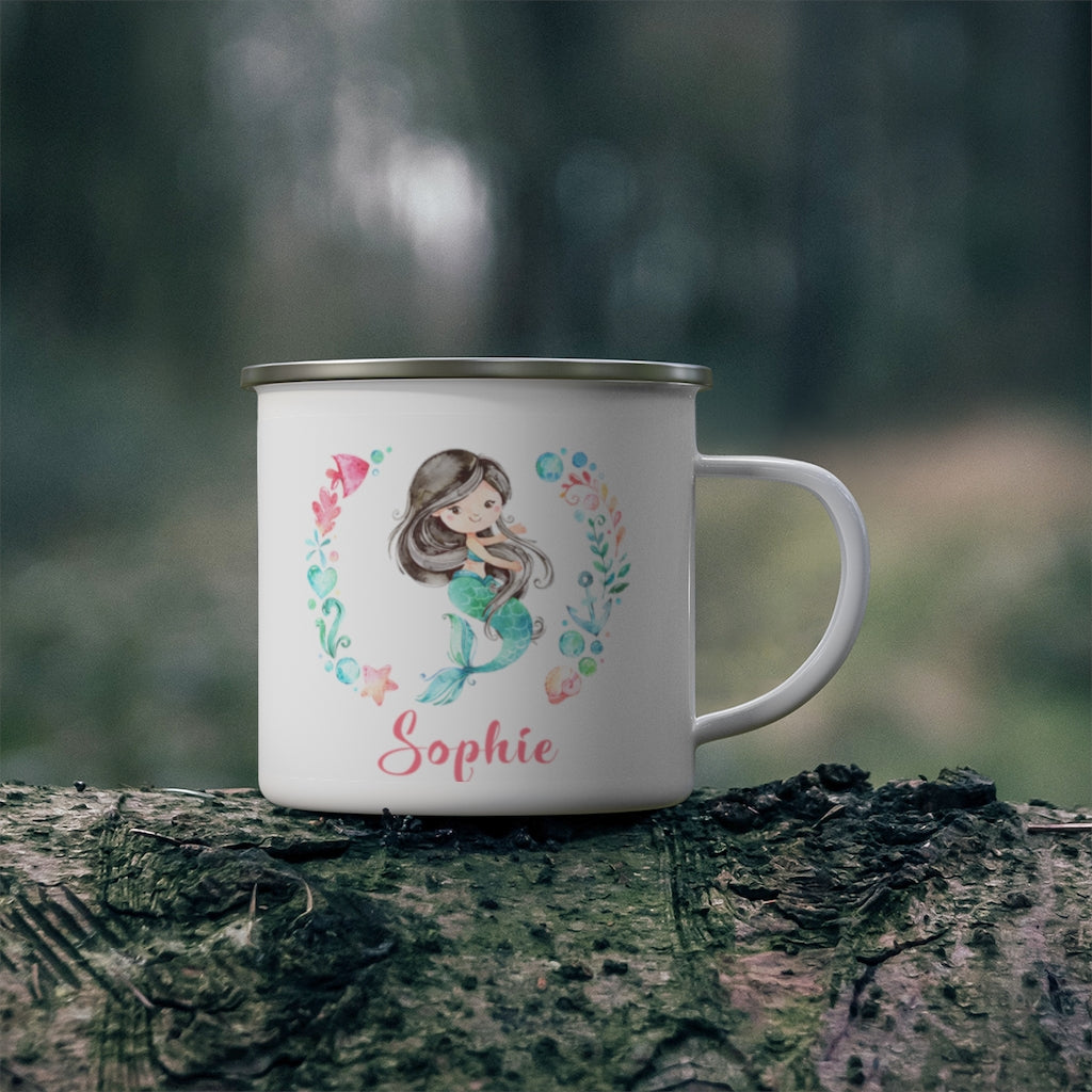 Custom Name Mermaid Enamel Campfire Mug II