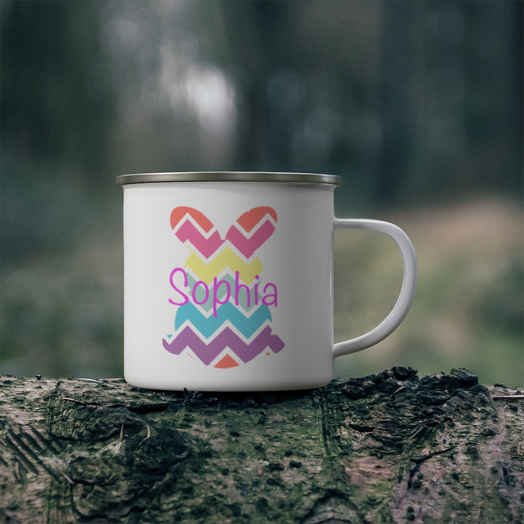 Custom Name Rabbit Easter Children's Enamel Campfire Mug VI
