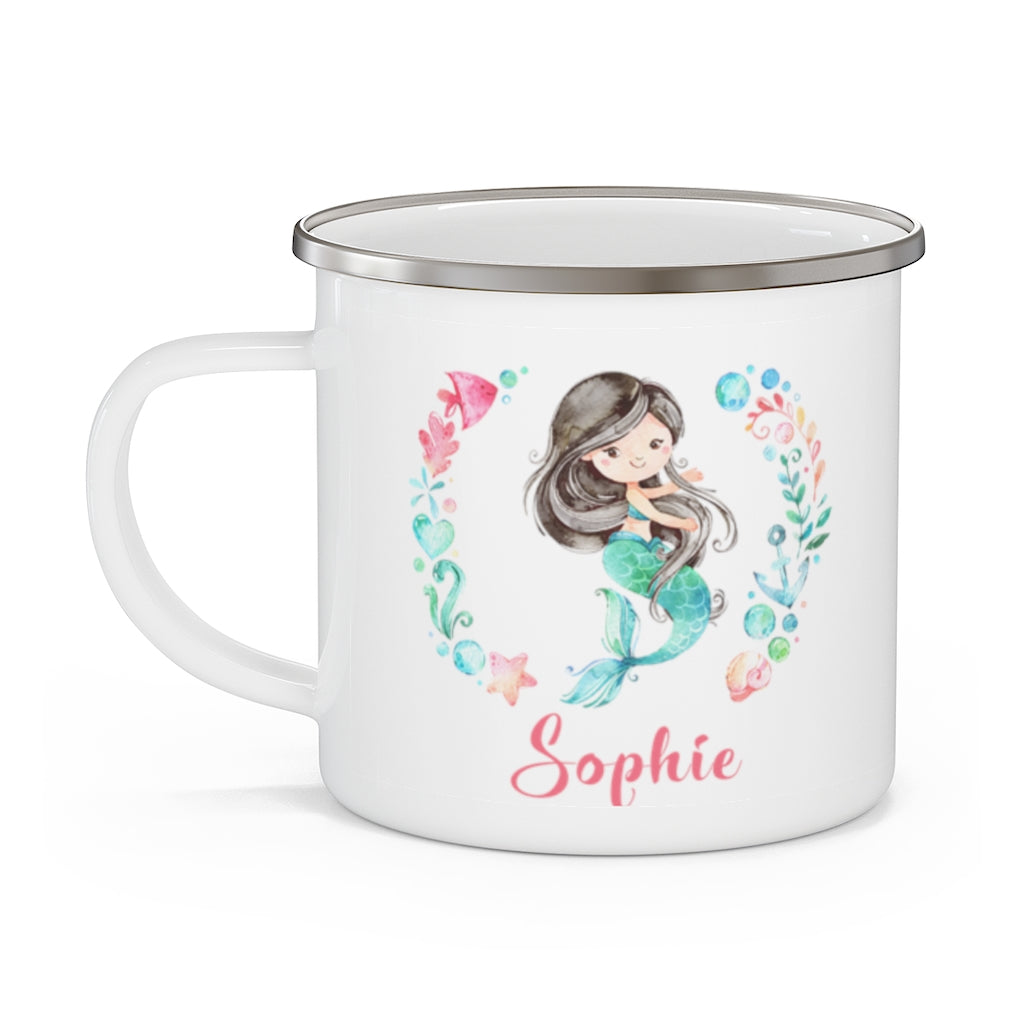 Custom Name Mermaid Enamel Campfire Mug II