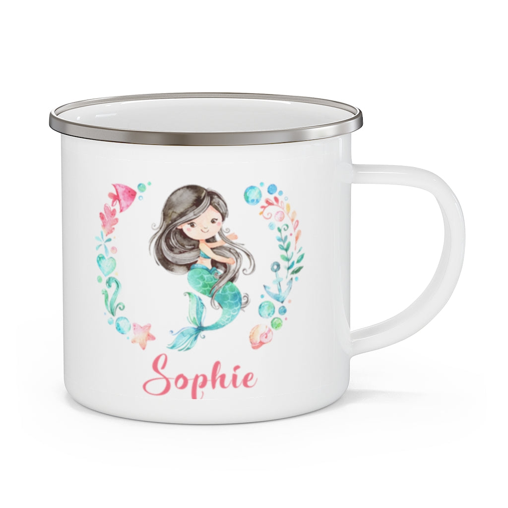 Custom Name Mermaid Enamel Campfire Mug II